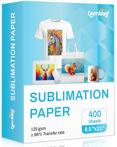 Lzerking Sublimation Paper 8.5x11 Inch 125gsm 400 Sheets - Ideal for DIY Sublimation Printing