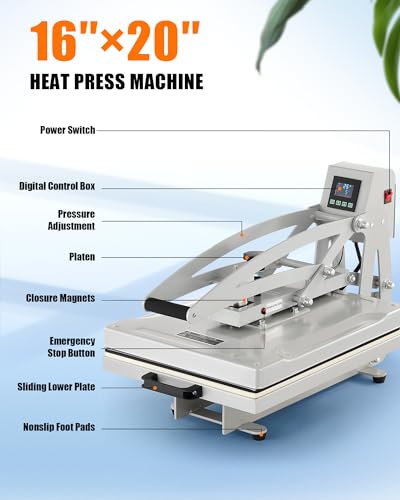 CREWORKS Auto Open Heat Press Machine, 16"x20" 1600W Sublimation Printer