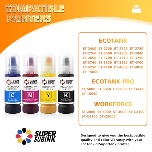 SUPERSUBINK Sublimation Ink for Epson Printers Heat Press