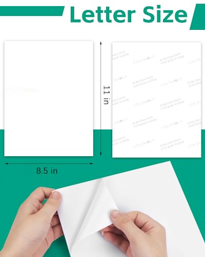 Colemoly Waterproof Glossy White Sublimation Sticker Paper 8.5x11