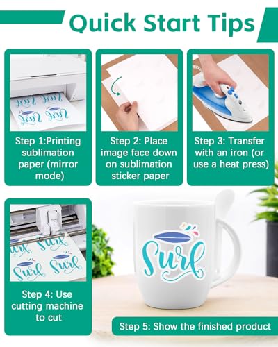 Colemoly Waterproof Glossy White Sublimation Sticker Paper 8.5x11