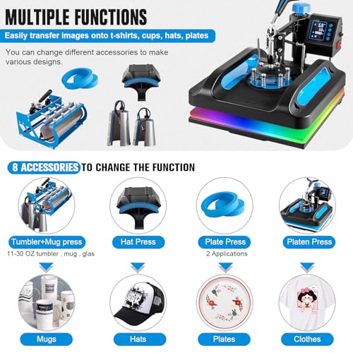 Topdeep Pro 8-in-1 Combo Sublimation Printer Press