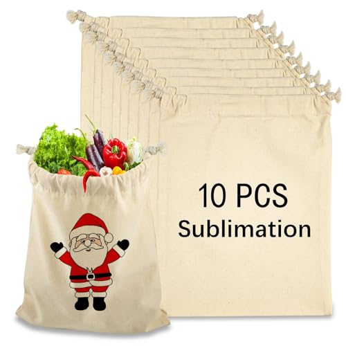 10PCS Sublimation drawstring bag canvas Heat Press DIY