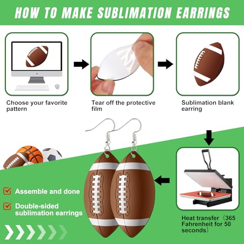 Whaline Sublimation Blank Football Helmet Shirt Earrings Bulk
