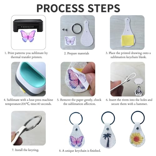 30 Sublimation Keychain Blanks Making Kits with Glitter