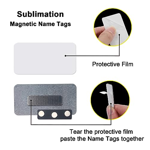20 Magnetic Backing Sublimation Name Tags Round Corner