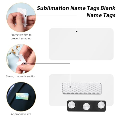 30 Pack Aluminium Name Tags with Magnetic Backing