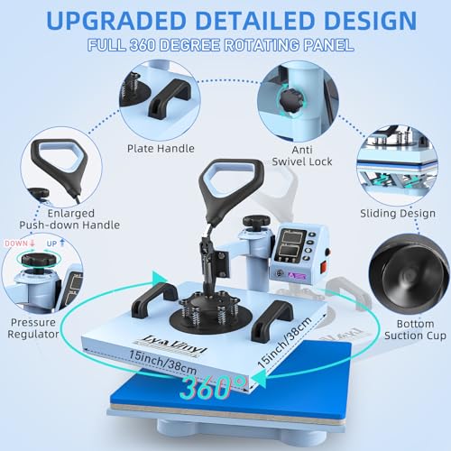 15" x 15" Lya Vinyl 7-in-1 Sublimation Heat Press