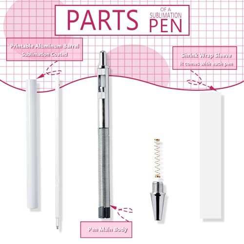 20 Pack Sublimation Ballpoint Pens, Clip-Free Design