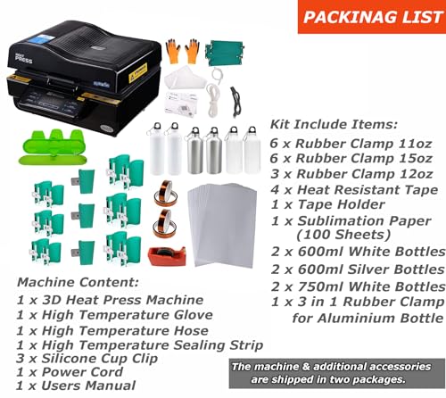 INTSUPERMAI 3D Sublimation Machine Kit for Christmas Craft