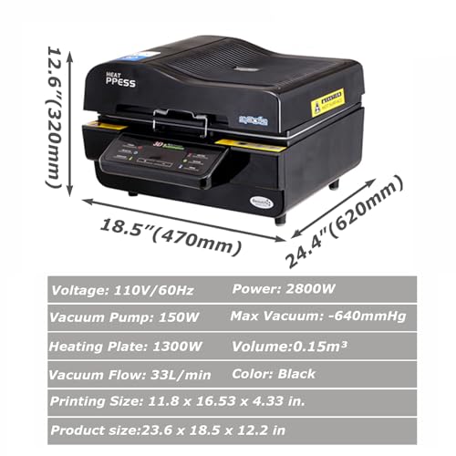 INTSUPERMAI 3D Heat Press Sublimation Machine, Multi-Functional