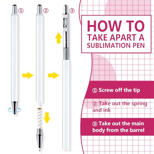 20 Pack Sublimation Ballpoint Pens, Clip-Free Design