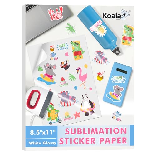 KOALA Sublimation Sticker Paper Glossy White 8.5x11 25 Sheets