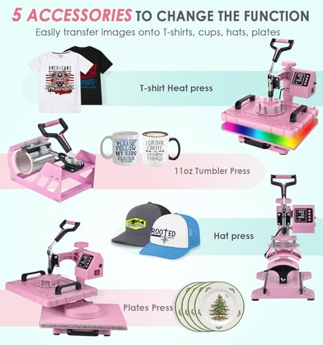5 in 1 Sublimation Heat Press Machine Kit