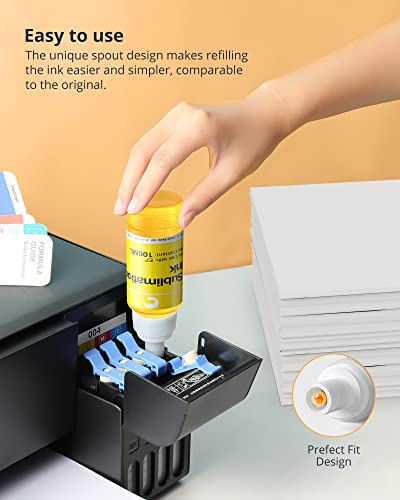 Wide-Format Sublimation Ink for Heat Press Transfer (6x100ML)