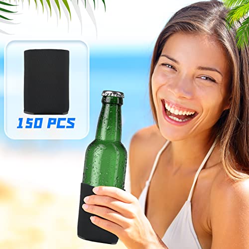 150 Pack Black Blank Sublimation Can Cooler Sleeves