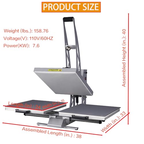 16x24 Dual Platen Heat Press Machine - 110V Sublimation T-Shirt Press