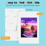 HTVRONT 8.5x14" Sublimation Transfer Paper - 30 Sheets