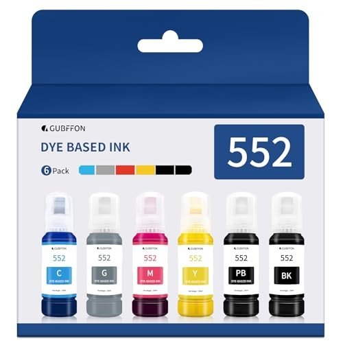 GUBFFON 552 Ink Bottle 6-Pack for Epson EcoTank