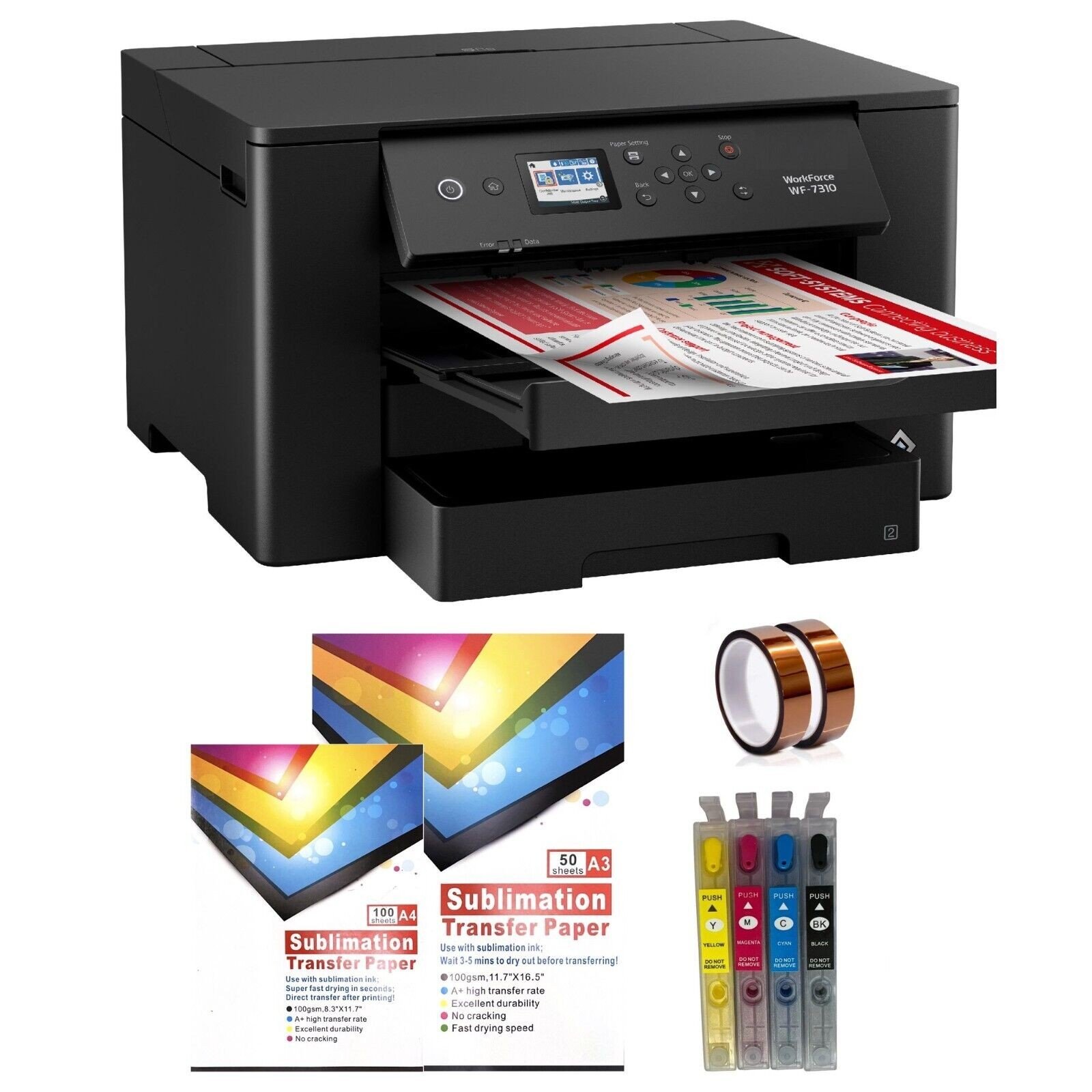 Epson WF-7310 Wide Format Sublimation Printer Bundle