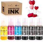 Hiipoo 6-Pack 100ml Sublimation Ink Bottles