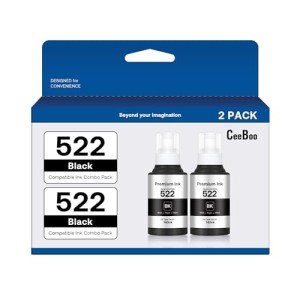 CEEBOO 522 Black Ink Refill Bottles, 2 Pack