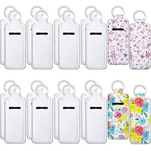 Blank Neoprene Lipstick Holder Keychain, White