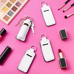 Blank Neoprene Lipstick Holder Keychain, White