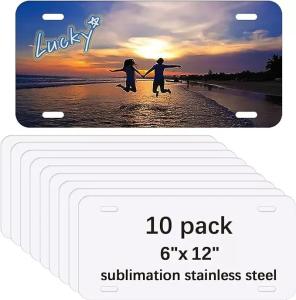 10 Pack Aluminum Sublimation License Plate Blanks 6"x12