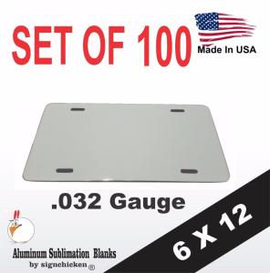 100 Aluminum License Plate Sublimation Blanks 6x12