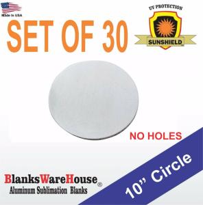 30-Pack 10" Circle Sublimation Blanks - No Hole