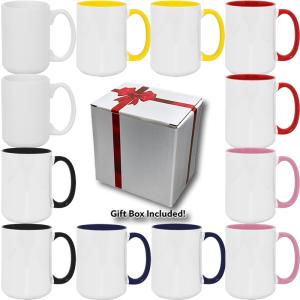 12-Pack 15oz Two-Tone Sublimation Coffee Mugs