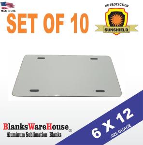 10 Aluminum License Plate Sublimation Blanks 6"x12