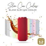 12 Pack Blank Slim Can Cooler Sleeves