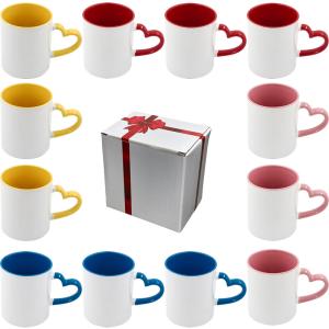 12 Pack 11oz Two-Tone Heart Handle Mugs