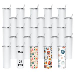 20oz Skinny Straight Sublimation Tumblers - 25 Pack