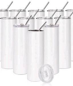 20 oz Skinny White Sublimation Tumbler Blanks - 10 Pack