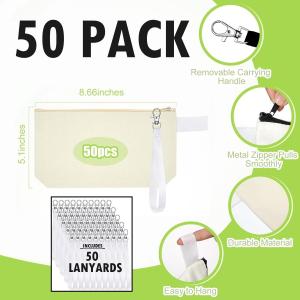 50 Pack Blank Canvas Cosmetic Bags for Sublimation