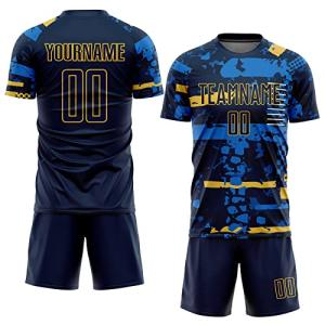 Custom Blue Graffiti Sublimation Soccer Team Jerseys