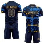 Custom Blue Graffiti Sublimation Soccer Team Jerseys