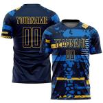 Custom Blue Graffiti Sublimation Soccer Team Jerseys
