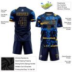 Custom Blue Graffiti Sublimation Soccer Team Jerseys