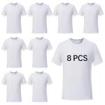 8 Pack White Polyester Sublimation T-Shirts for Adults