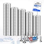 Strong Neodymium Lift Magnets with Screws – 100 Pack