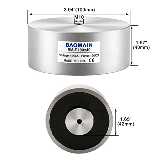 Baomain 12V Electromagnet with 1200N Lifting Force