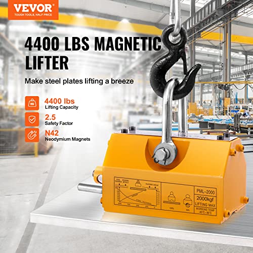 VEVOR 4400lbs Magnetic Lifter - Safety Factor 2.5