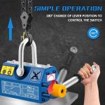 880lb/400kg Permanent Magnetic Lifter Magnet Lifting Hoist with Handle, 2.5X ...
