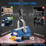 880lb/400kg Permanent Magnetic Lifter Magnet Lifting Hoist with Handle, 2.5X ...