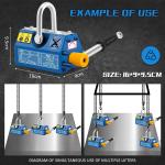 880lb/400kg Permanent Magnetic Lifter Magnet Lifting Hoist with Handle, 2.5X ...