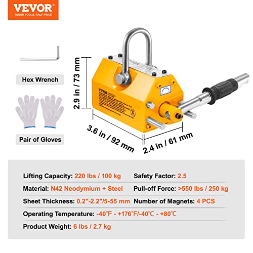 VEVOR 220lbs Pulling Capacity Lifting Magnet with Release